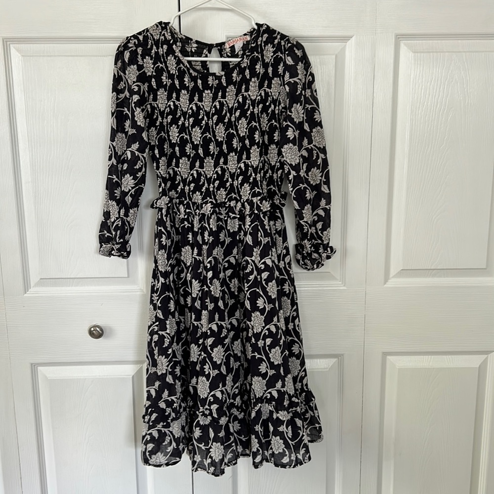Smocked bodice midi dress